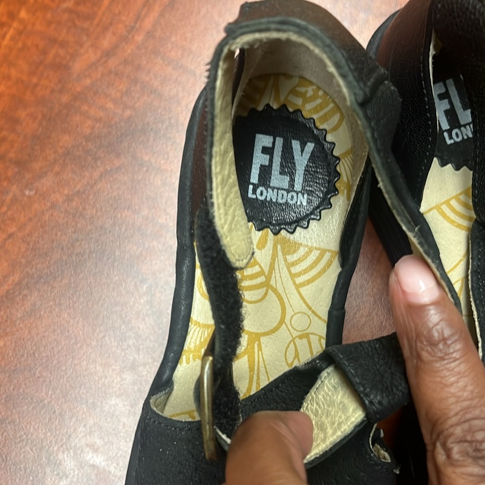 Fly London black suede Yall wedge sandals - Picture 8 of 9